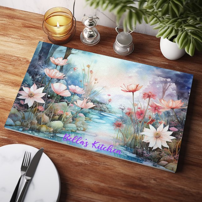 Tranquil Blooms: Personalized Wildflowers Glass Cutting Board (Creator Uploaded)