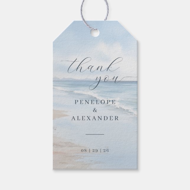 Tranquil Blue Beach Waves Gift Tags (Front)