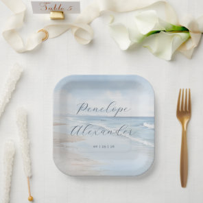 Tranquil Blue Beach Waves Paper Plates