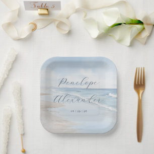 Tranquil Blue Beach Waves Paper Plates