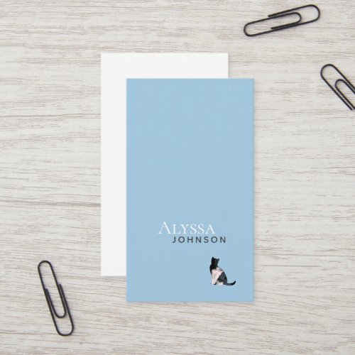 Tranquil Blue Calico Cloud Cat Minimal Business Card