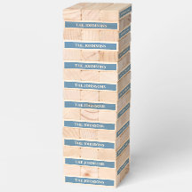 Tranquil Blue Custom Name Topple Tower