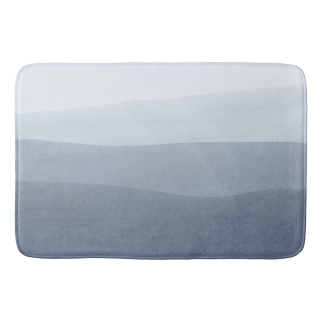 Tranquil Blue-Gray Abstract Landscape Bath Mat (Front)