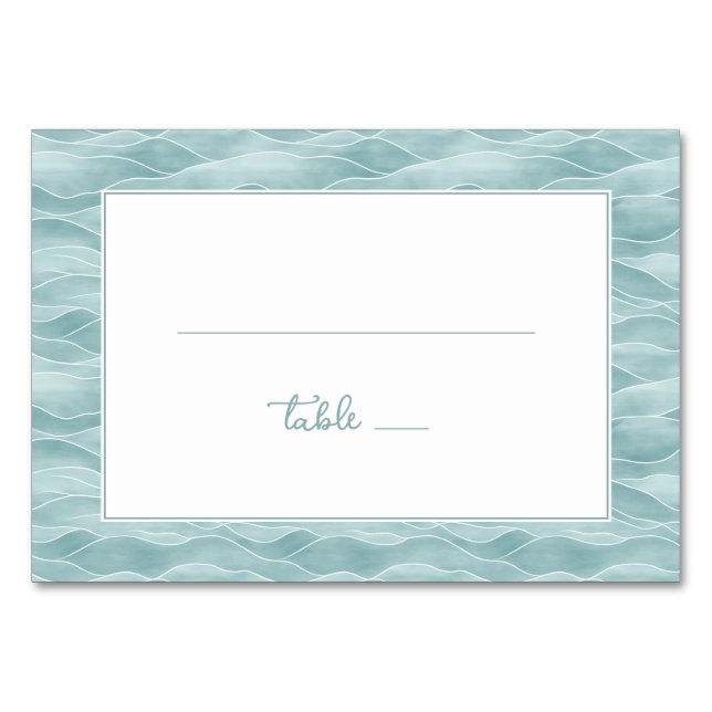 Tranquil Blue Green Waves Table Number (Front)