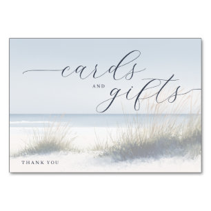 Tranquil Blue Minimalist Beach Waves Table Number