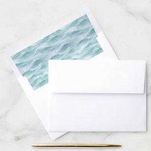 Tranquil Blue Minimalist Wave Envelope Liner