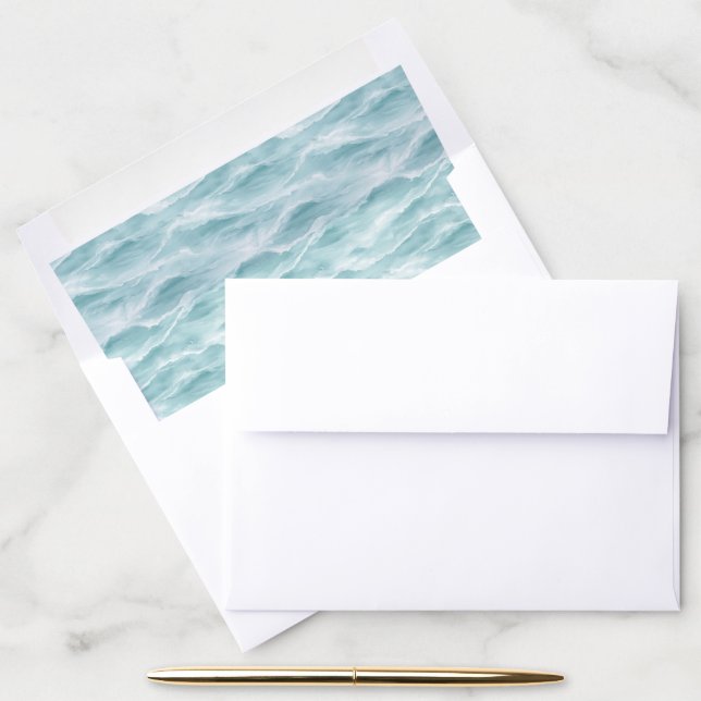Tranquil Blue Minimalist Wave Envelope Liner (Desk)