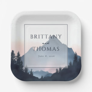 Tranquil Blue Mountain Landscape Paper Plates