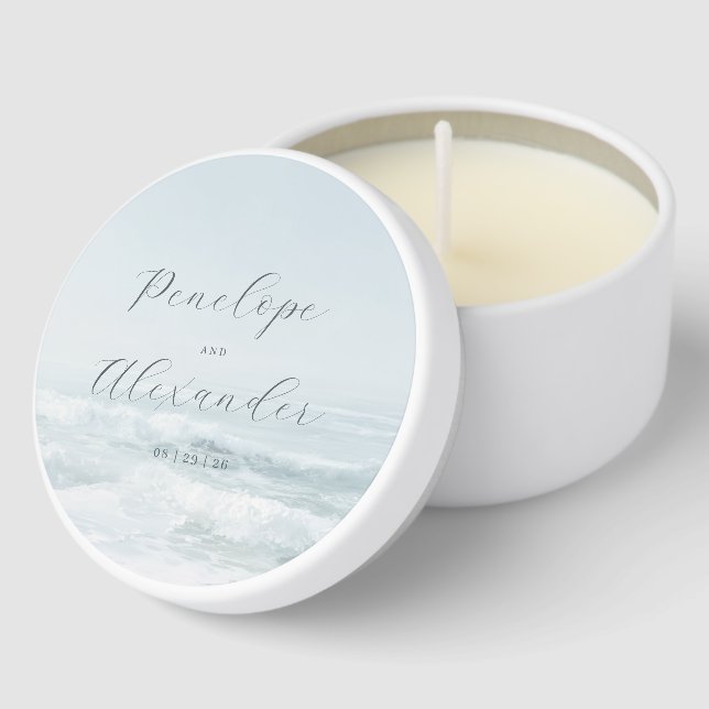 Tranquil Blue Ocean Waves Mini Candle Favors (Corner)