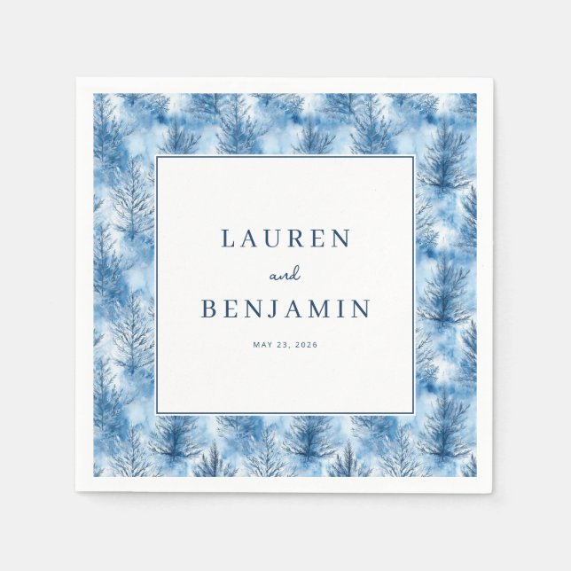 Tranquil Blue Pine Trees Napkins (Front)