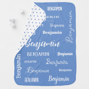 Tranquil Blue Signature Name Polka Dot Back Baby Blanket