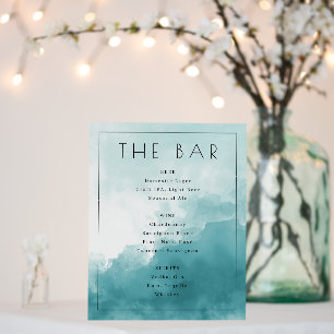 Tranquil Blue Watercolor Bar Menu Foam Board