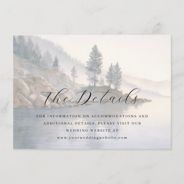 Tranquil Blue Watercolor Landscape Enclosure Card (Front)