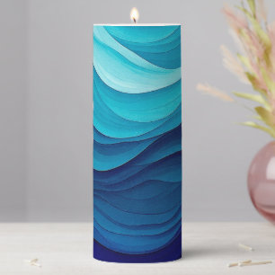 Tranquil Blue Wave Pillar Candle 