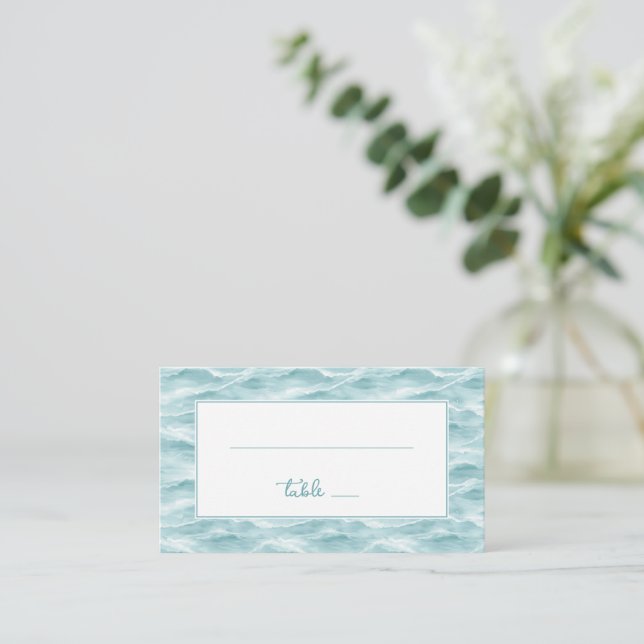 Tranquil Blue Wave Place Card (Standing Front)