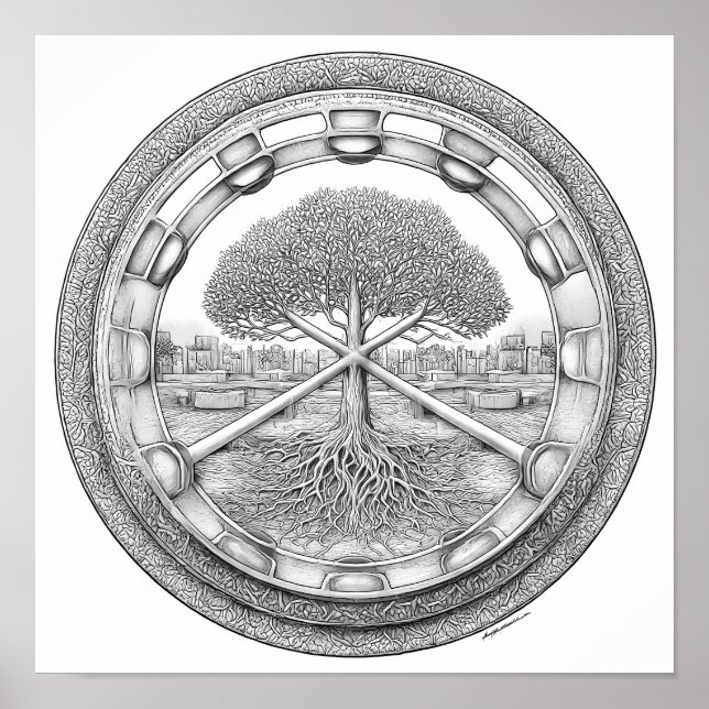 Tranquil Botanical Mandala: Hydroponic Helix Poster (Front)