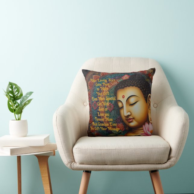 Tranquil Buddha Personalized Message – Zen Gift  Throw Pillow (Chair)
