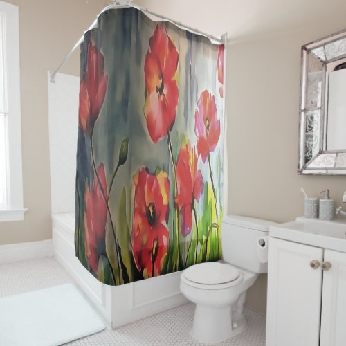 Tranquil Buds Blowing In The Wind Painting Shower Curtain
