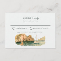 Tranquil Capri Sailboat Italy Wedding RSVP Card