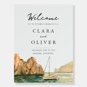 Tranquil Capri Sailboat Italy Wedding Welcome Sign