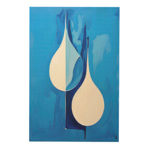 Tranquil Cerulean Lines Abstract Wood Wall Art