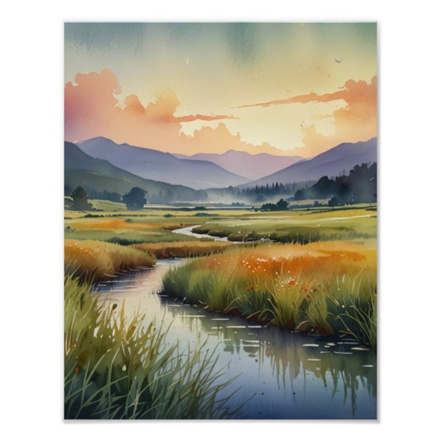 Tranquil Countryside River Poster (Front)