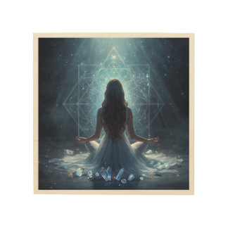 Tranquil Crystal Sanctuary Wood Wall Art