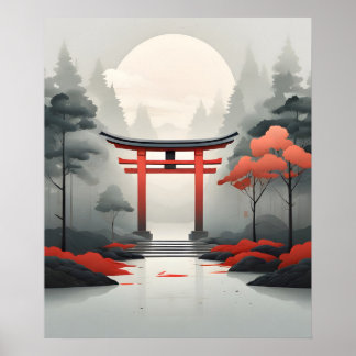 Tranquil Dawn: A Serene Japanese Landscape Poster