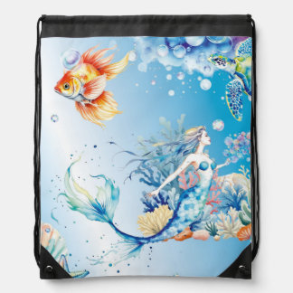 Tranquil Depths Drawstring Bag