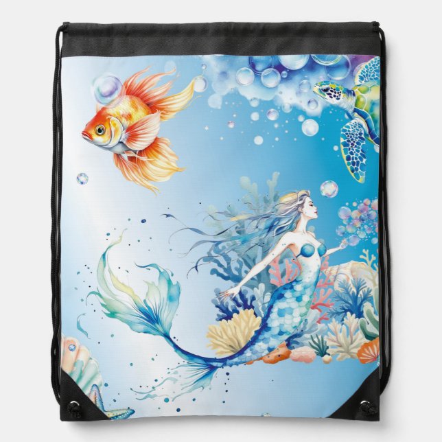 Tranquil Depths Drawstring Bag (Front)
