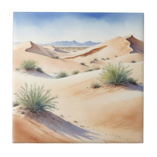 Tranquil Desert Landscape with Soft Dunes Ceramic Tile
