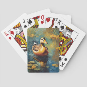 Tranquil Duck On A Pond Artistic Painting Poker Cards