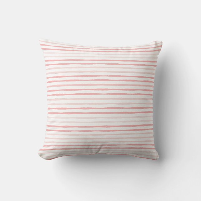 Tranquil Dusty Pink Organic Striped Throw Pillow (Front)