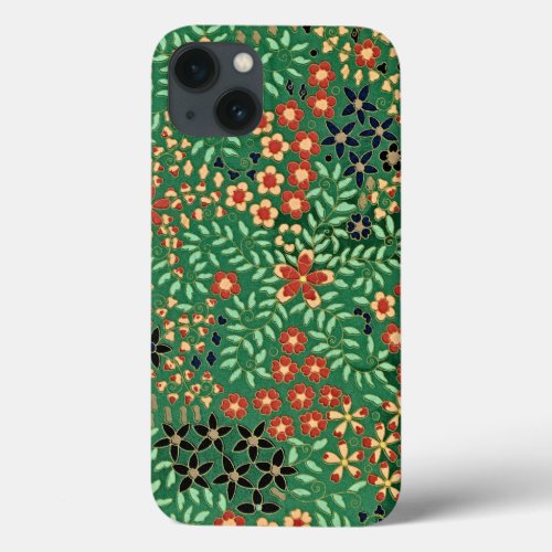 Tranquil Elegance _ Green Japanese Floral iPhone 13 Case