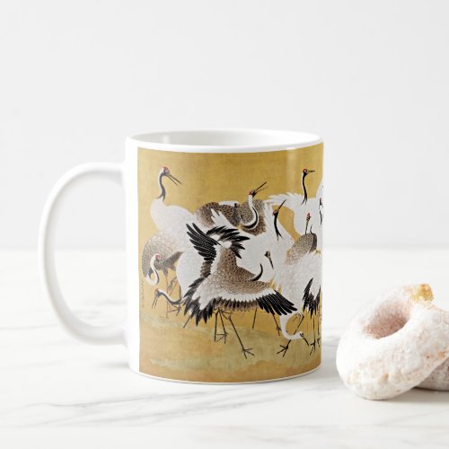 Tranquil Elegance Japanese Flock of Cranes Coffee Mug