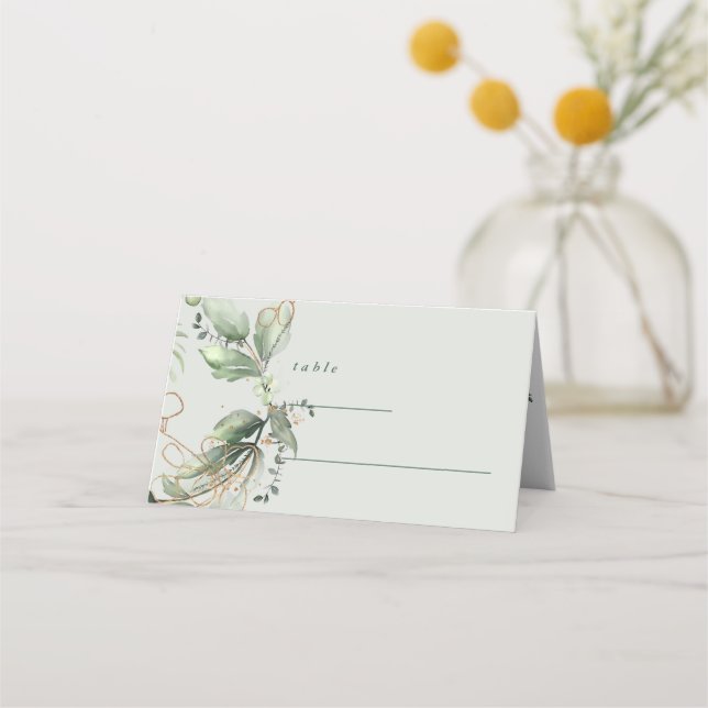 Tranquil Eucalyptus Elegant Green Breezy Sea Glass Place Card (Back)