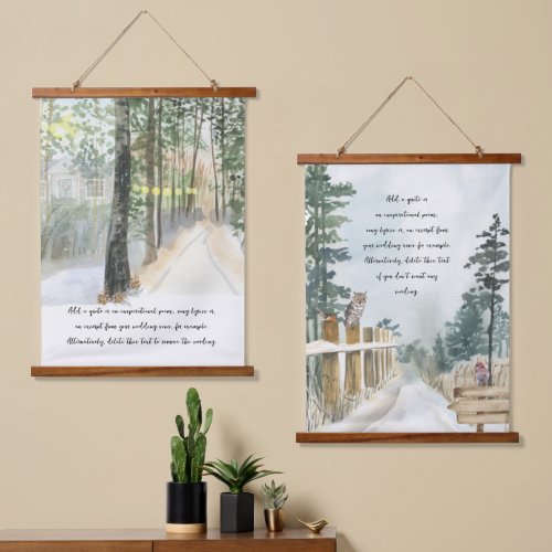 Tranquil Forest Path Watercolor Optional Wording Hanging Tapestry