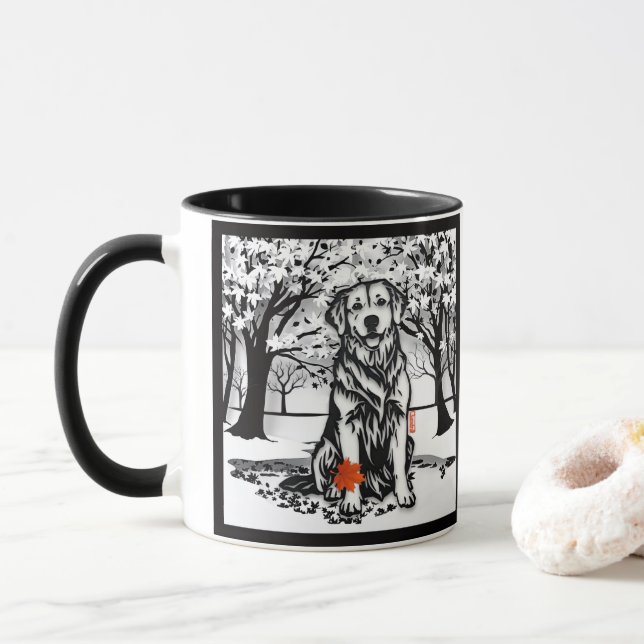 TRANQUIL GLEN Golden Retriever  Mug (With Donut)