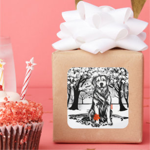 TRANQUIL GLEN Golden Retriever Square Sticker