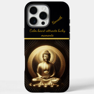 Tranquil Golden Buddha in meditation iPhone 16 Pro Max Case