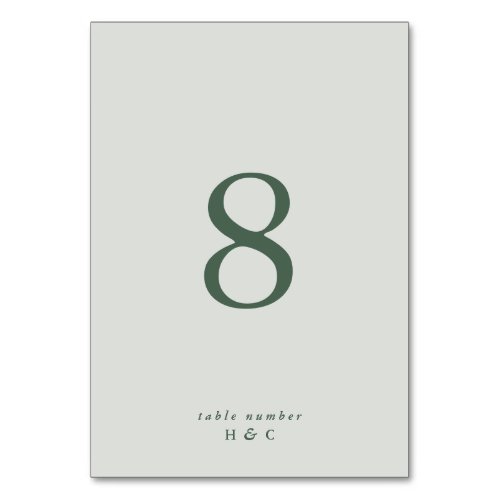 Tranquil Green Emerald Plain Simple Sea Glass Table Number