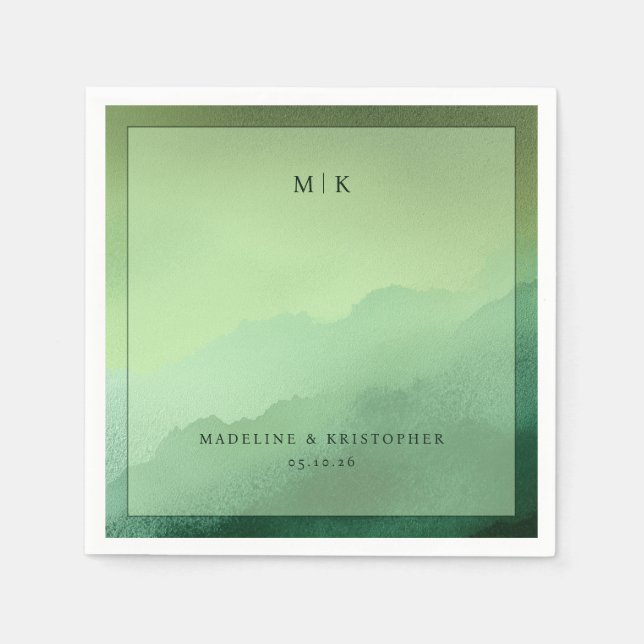 Tranquil Green Mountain Gradient Napkins (Front)