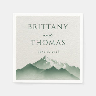 Tranquil Green Mountain Illustration Napkins