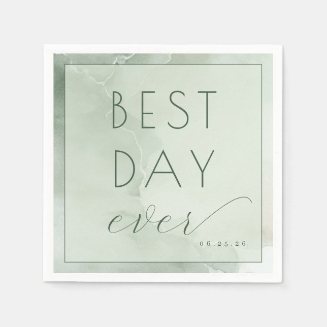 Tranquil Green Watercolor Celebration Napkins (Front)