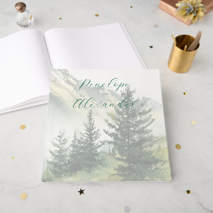 Tranquil Green Watercolor Forest Guest Book