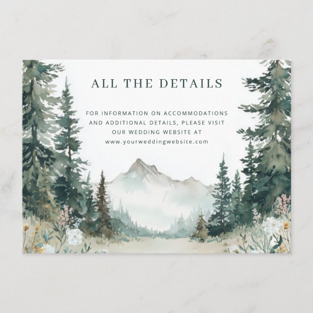 Tranquil Green Watercolor Mountain Landscape Enclosure Card (Front)