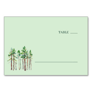 Tranquil Green Watercolor Pine Trees Table Number