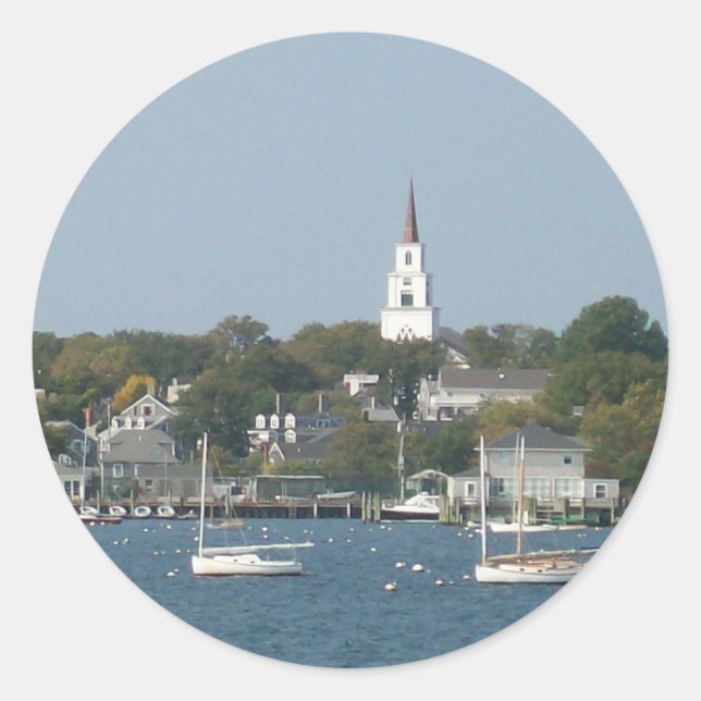 Tranquil Harbor Classic Round Sticker (Front)
