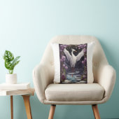 Tranquil Harmony: Crane, Grape, and Snowfall Valle Throw Pillow (Chair)