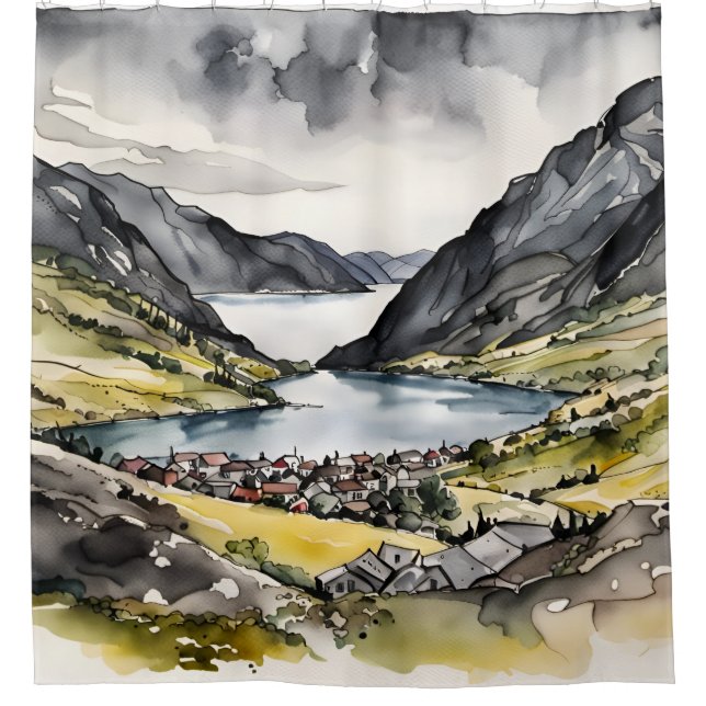 Tranquil Haven by the Norwegian Fjords Shower Curtain (Front)